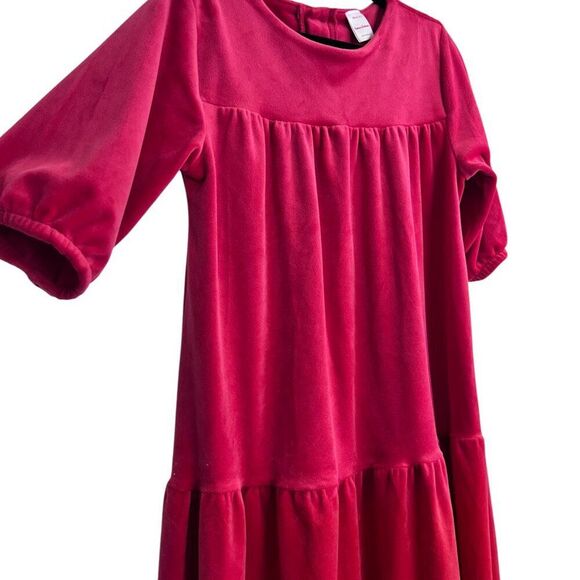Hanna Andersson Short Sleeve Red Recycled Velour Velvet Twirl Dress Size 12 - Picture 2 of 7